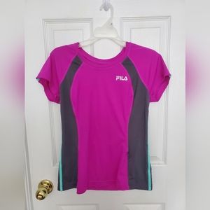 Fila Women's Short Sleeve Purple/Black/blue Sport Running Shirt
